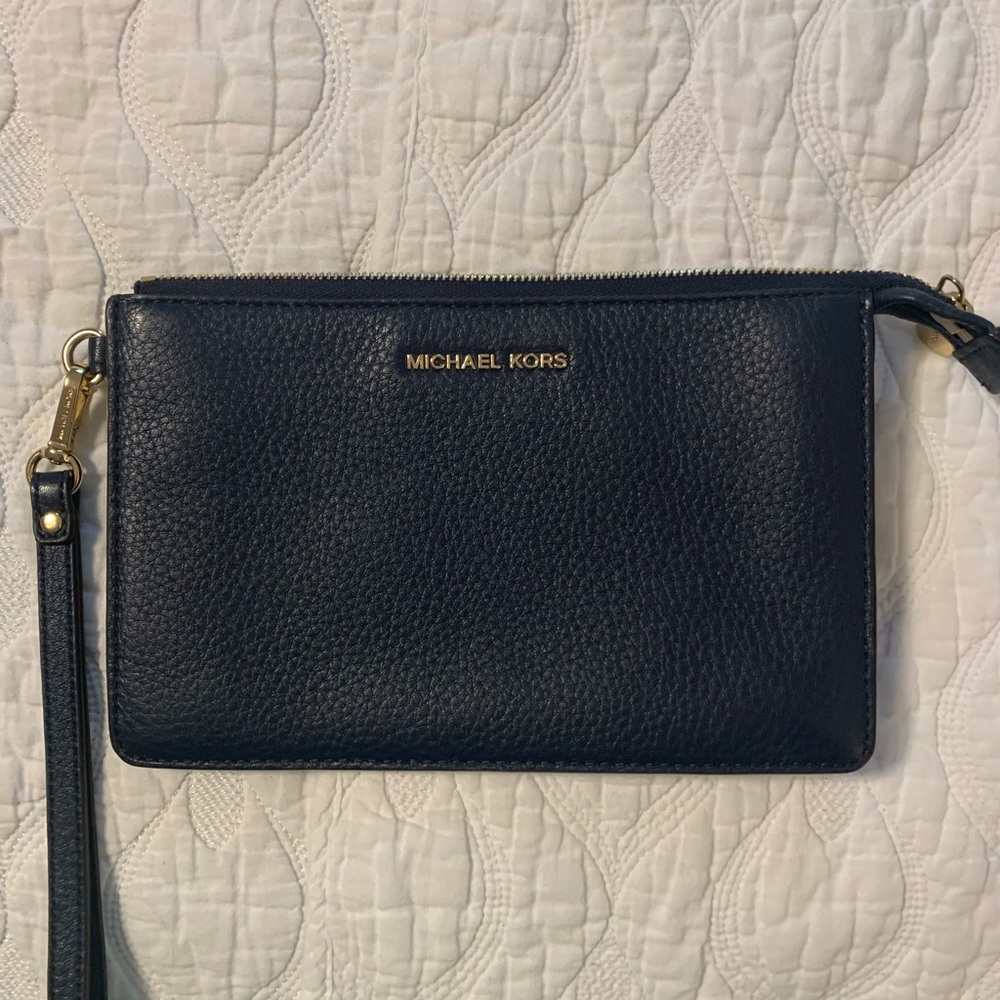 Michael Kors navy wristlet wallet